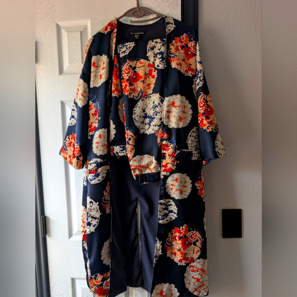Zara Set Floral Kimono +Pants